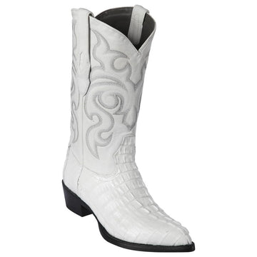 Los Altos 990128 Men's White Genuine Caiman Tail J Toe Cowboy Boots