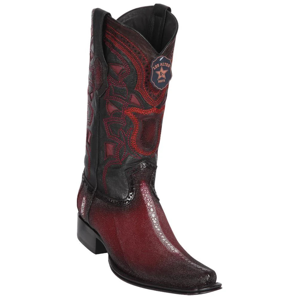 Los Altos 761143 Men's Faded Burgundy Genuine Rowstone Stingray European Square Toe Cowboy Boots