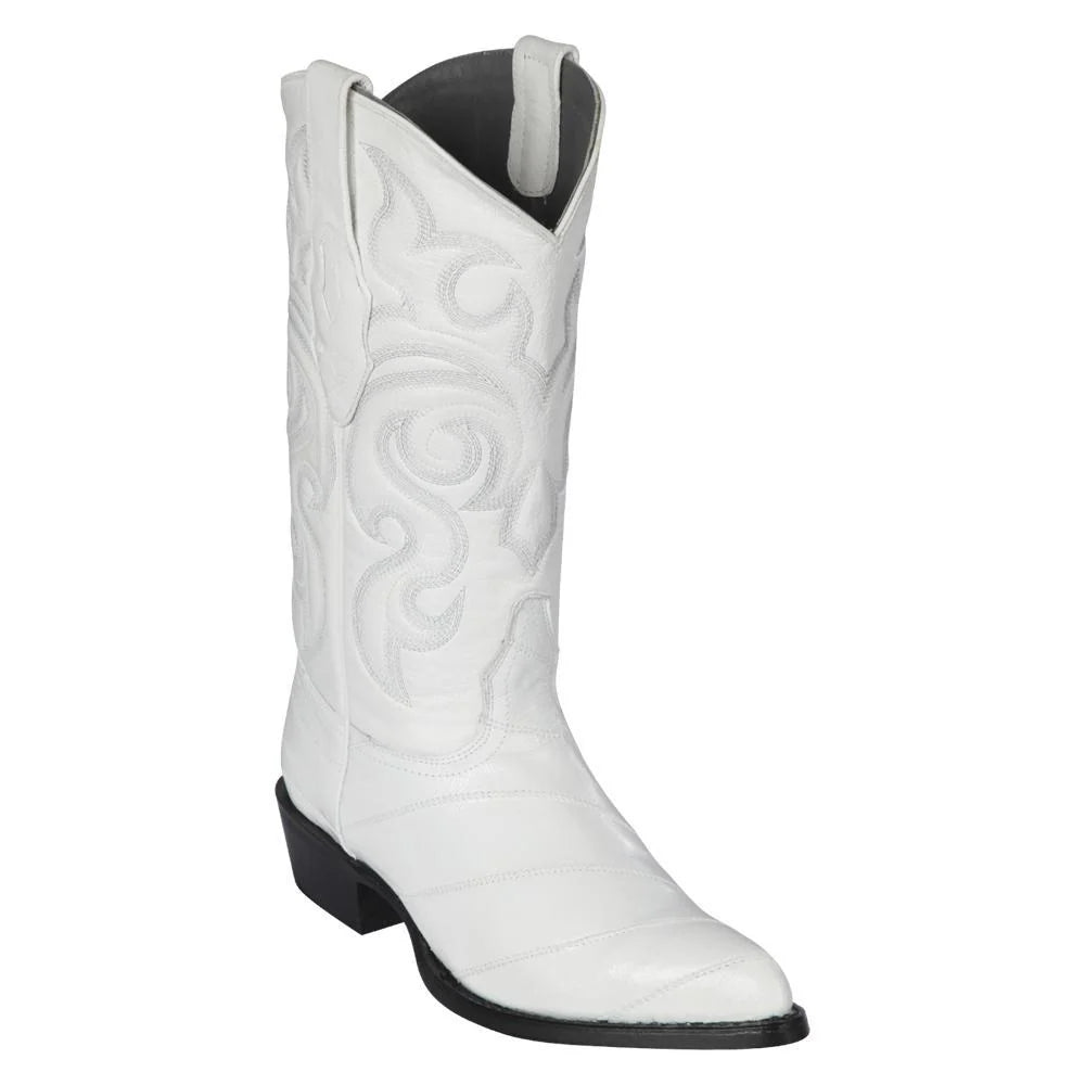 Los Altos 990828 Men's White Genuine EEL J Toe Cowboy Boots