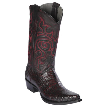 Los Altos 948218 Men's Black Cherry Genuine Caiman Belly Snip Toe Cowboy Boots