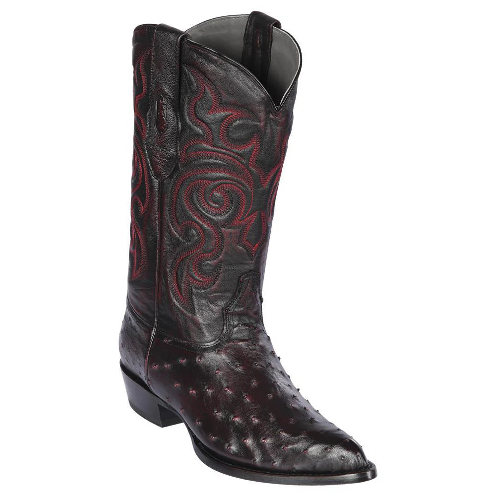 Los Altos 990318 Men's Black Cherry Genuine Ostrich J Toe Cowboy Boots