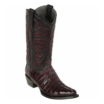 Los Altos 940118 Men's Black Cherry Genuine Caiman Tail Snip Toe Cowboy Boots