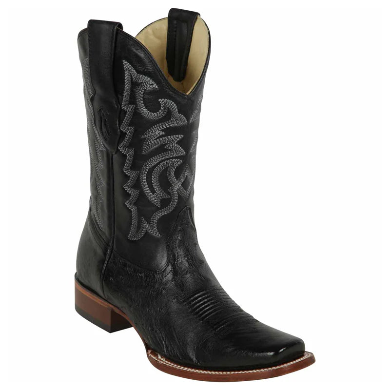 Los Altos 8129705 Men's Black Genuine Smooth Ostrich Rodeo Boots