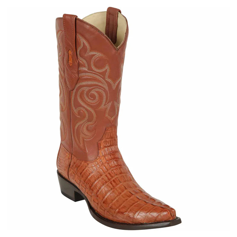 Los Altos 940103 Men's Cognac Genuine Caiman Tail Snip Toe Cowboy Boots