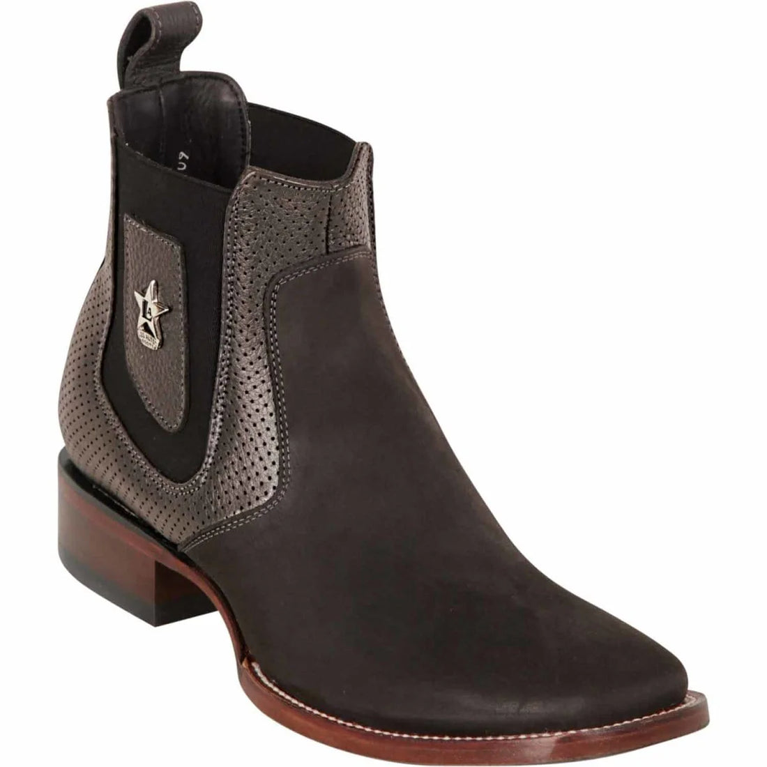 Los Altos 82BVI6359 Men's Tabacco Genuine Nobuck Wide Square Toe Ankle Boots