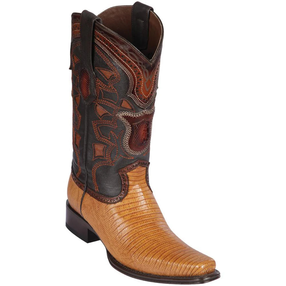 Los Altos 760753 Men's Antique Saddle Genuine Teju European Square Toe Cowboy Boots