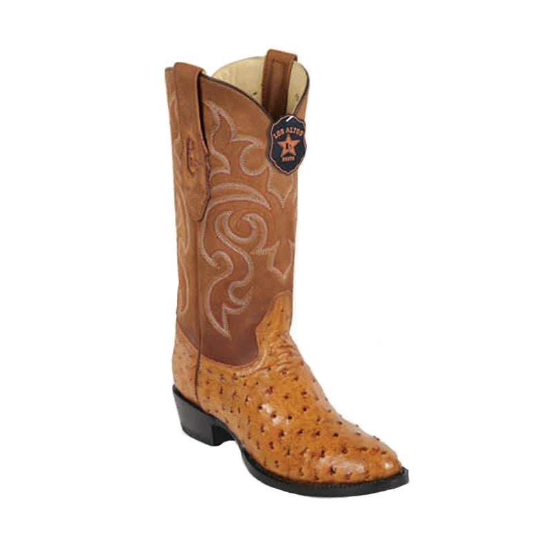 Los Altos 990354 Men's Amber Genuine Ostrich J Toe Cowboy Boots