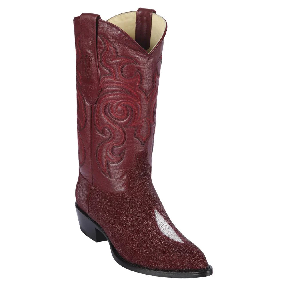 Los Altos 991206 Men's Burgundy Genuine Single Stone J Toe Cowboy Boots