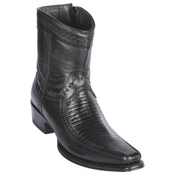 Los Altos 76BF0705 Men's Black Genuine Teju & Dear European Square Toe Cowboy Boots