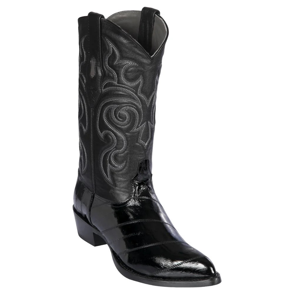 Los Altos 990805 Men's Black Genuine EEL J Toe Cowboy Boots