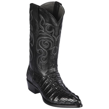 Los Altos 990105 Men's Black Genuine Caiman Tail J Toe Cowboy Boots