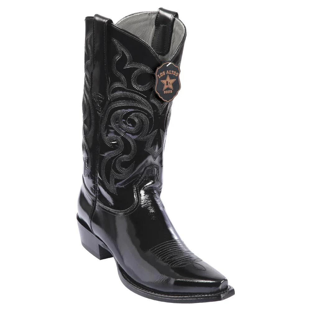 Los Altos 944205 Men's Black Genuine Chamaleon Snip Toe Cowboy Boots