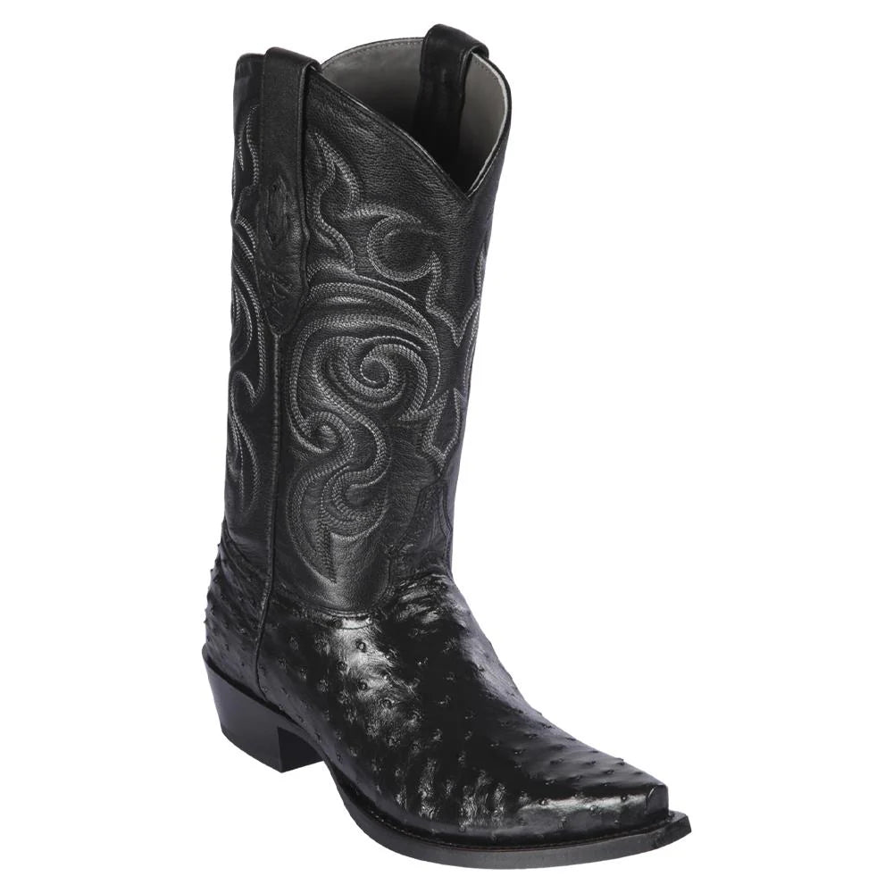 Los Altos 940305 Men's Black Genuine Ostrich Snip Toe Cowboy Boots