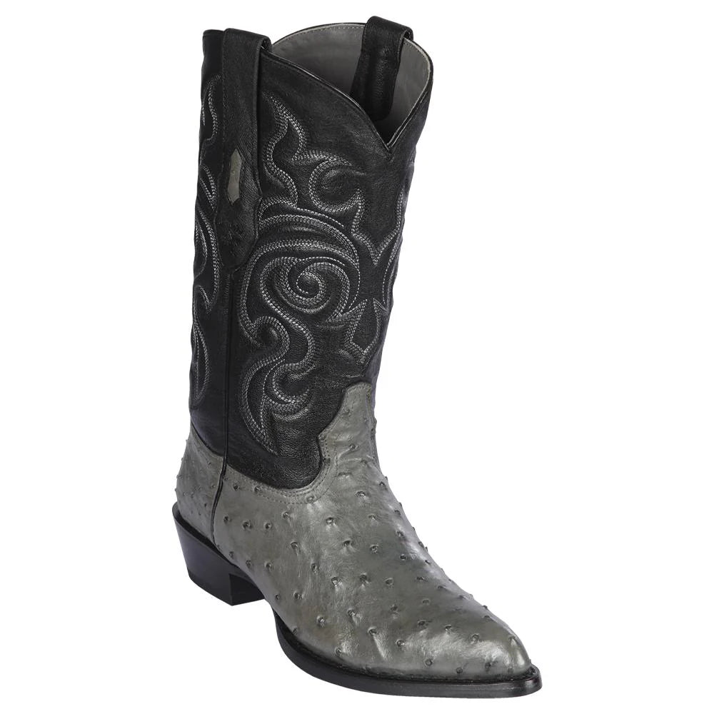 Los Altos 990309 Men's Gray Genuine Ostrich J Toe Cowboy Boots