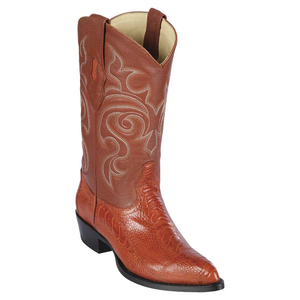 Los Altos 990503 Men's Cognac Genuine Ostrich Leg J Toe Cowboy Boots