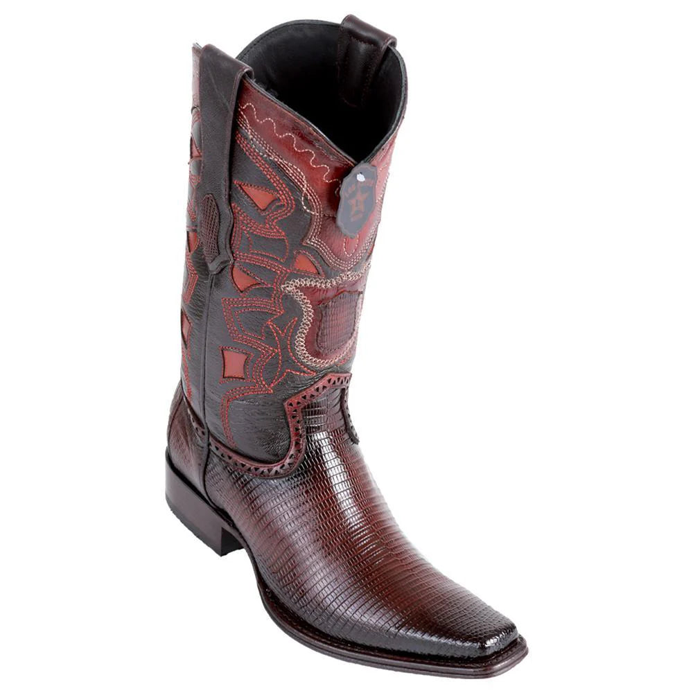 Los Altos 760616 Men's Faded Brown Genuine Ring Lizard European Square Toe Cowboy Boots