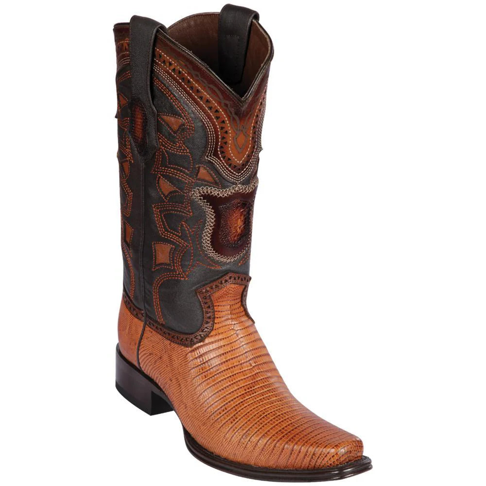 Los Altos 760751 Men's Honey Genuine Teju European Square Toe Cowboy Boots