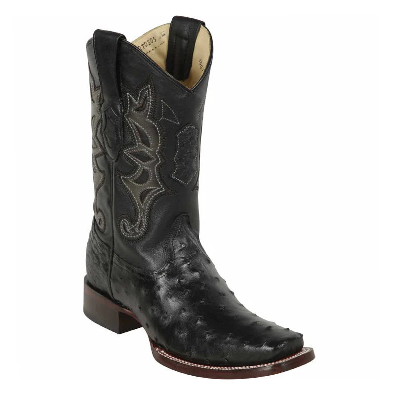 Los Altos 812T0305 Men's Black Genuine Ostrich Rodeo Boots