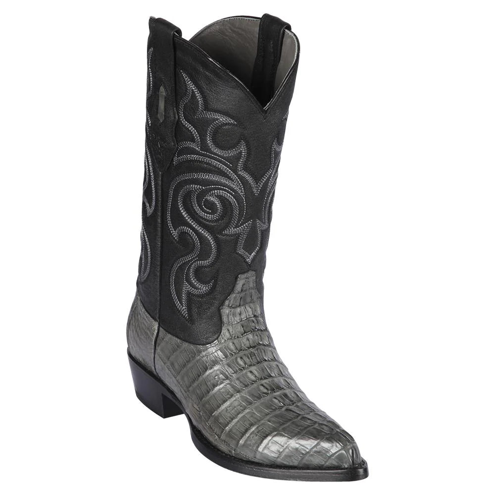 Los Altos 990109 Men's Gray Genuine Caiman Tail J Toe Cowboy Boots