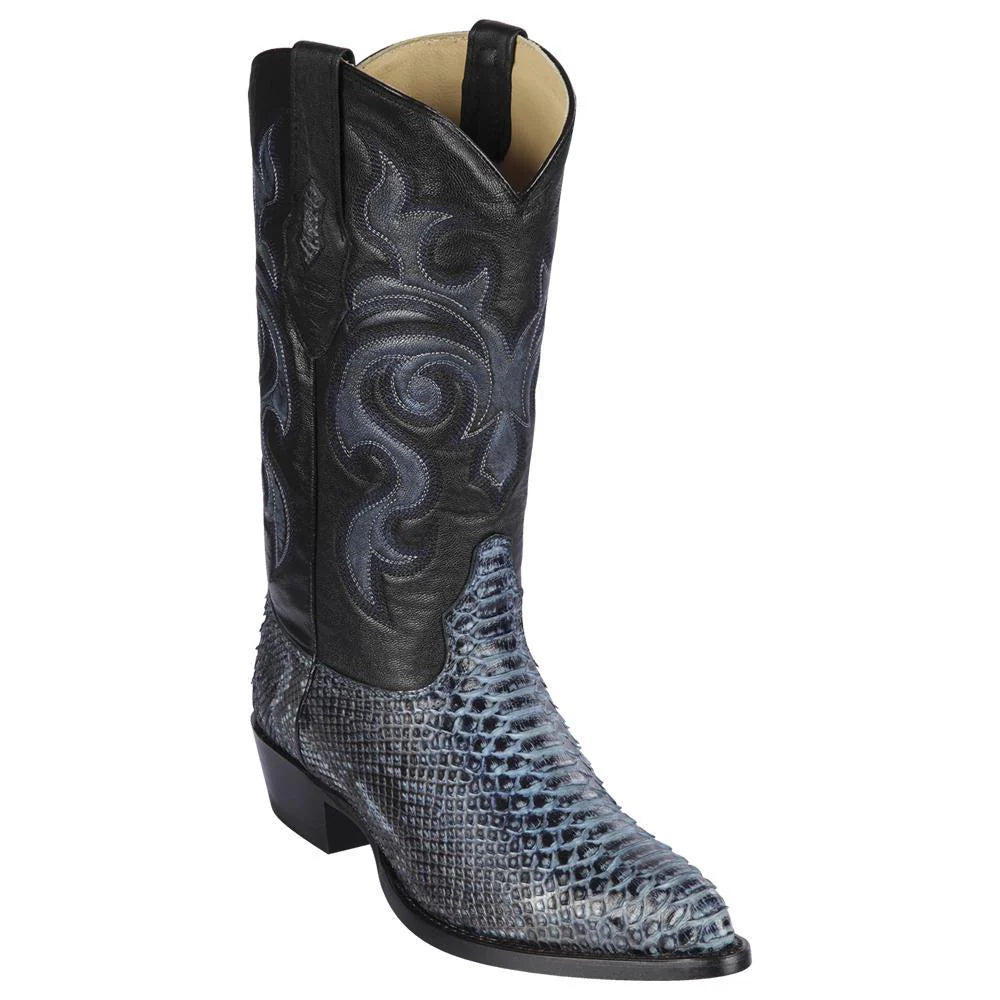 Los Altos 995782 Men's Rustic Blue Genuine Python J Toe Cowboy Boots