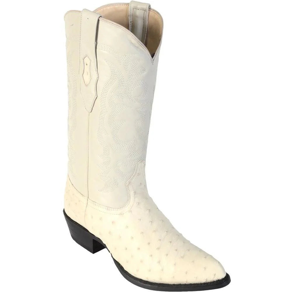 Los Altos 990304 Men's Winter White Genuine Ostrich J Toe Cowboy Boots