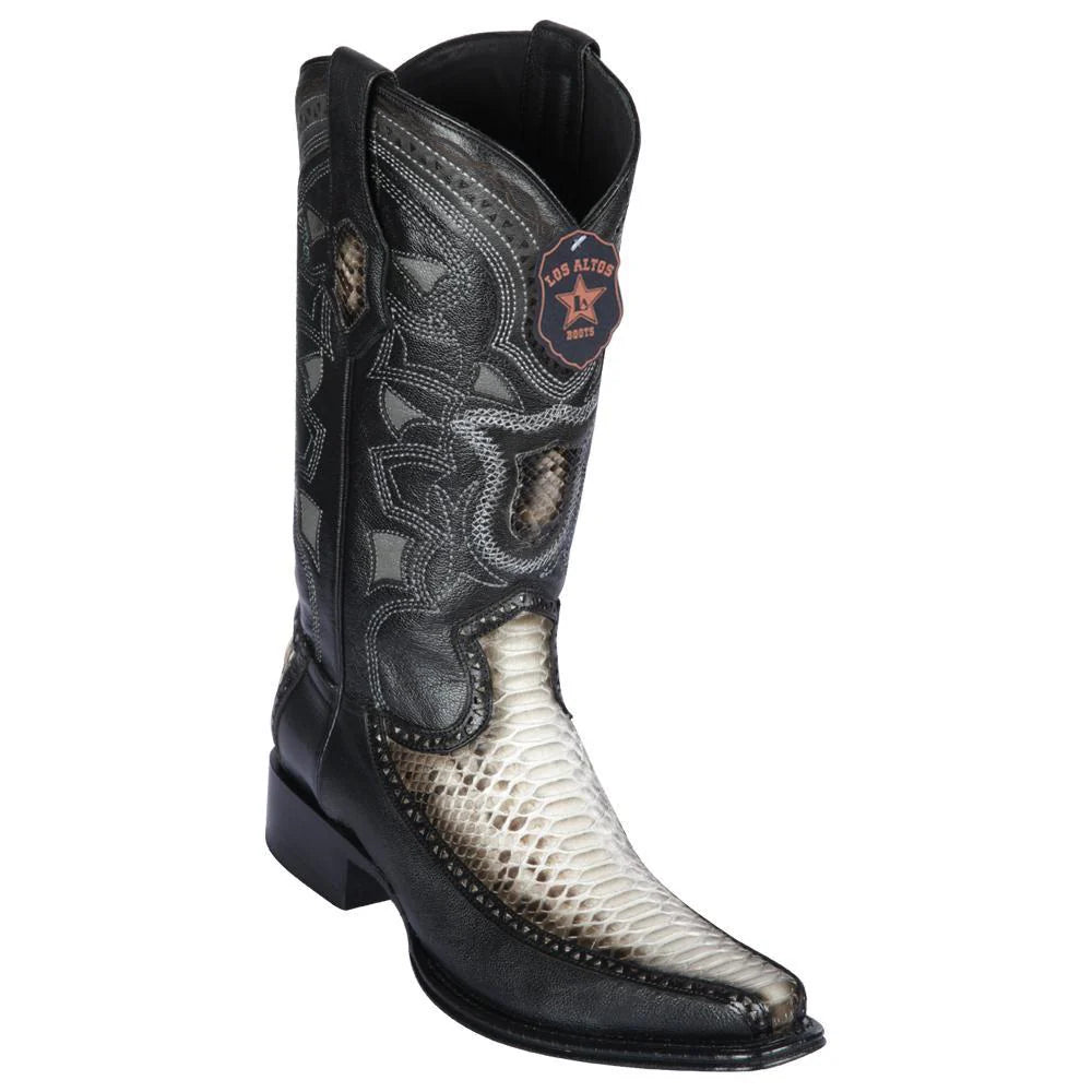 Los Altos 76F5749 Men's Natural Genuine Python & Deer European Square Toe Cowboy Boots