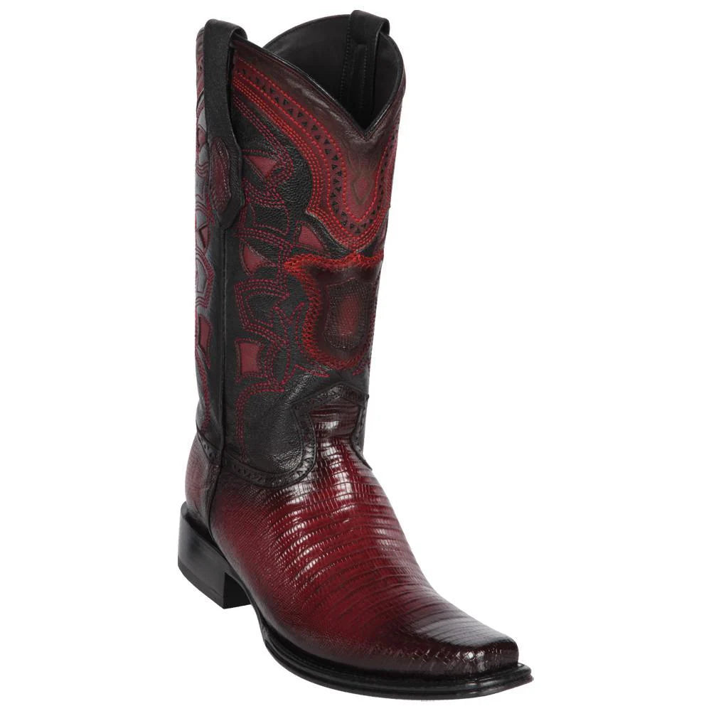 Los Altos 760743 Men's Faded Burgundy Genuine Teju European Square Toe Cowboy Boots