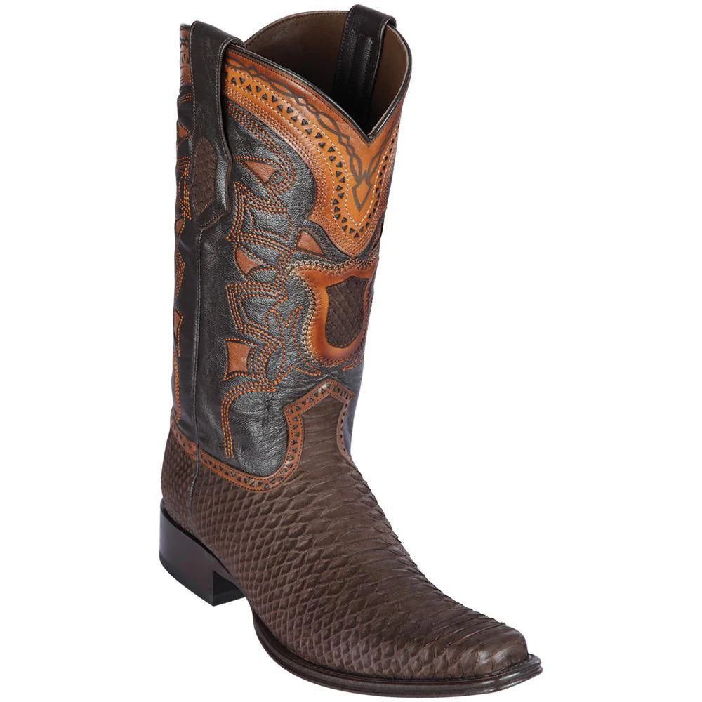 Los Altos 76N5707 Men's Brown Genuine Python European Square Toe Cowboy Boots