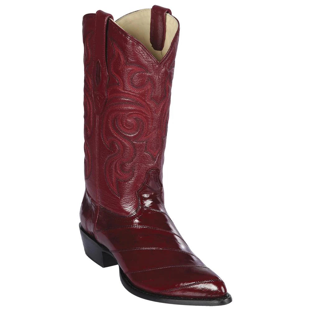 Los Altos 990806 Men's Burgundy Genuine EEL J Toe Cowboy Boots