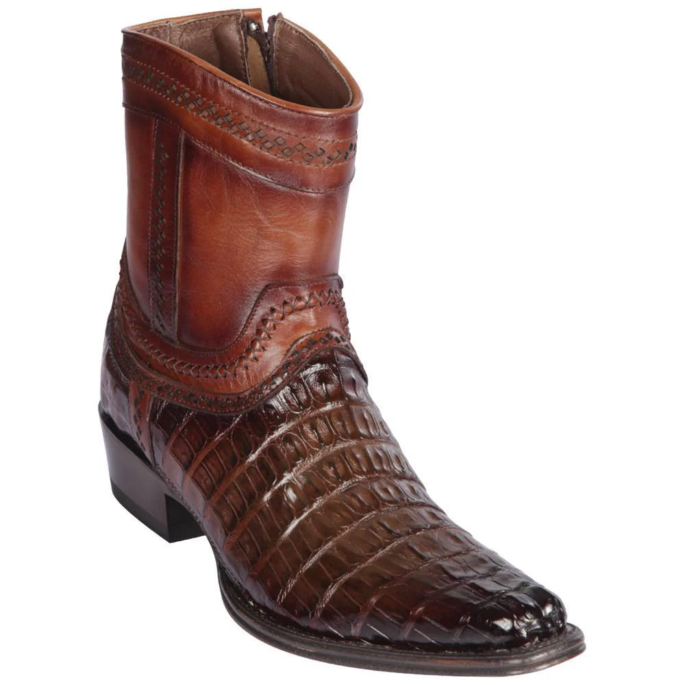 Los Altos 76B0116 Men's Faded Brown Caiman Tail European Square Toe Cowboy Boots