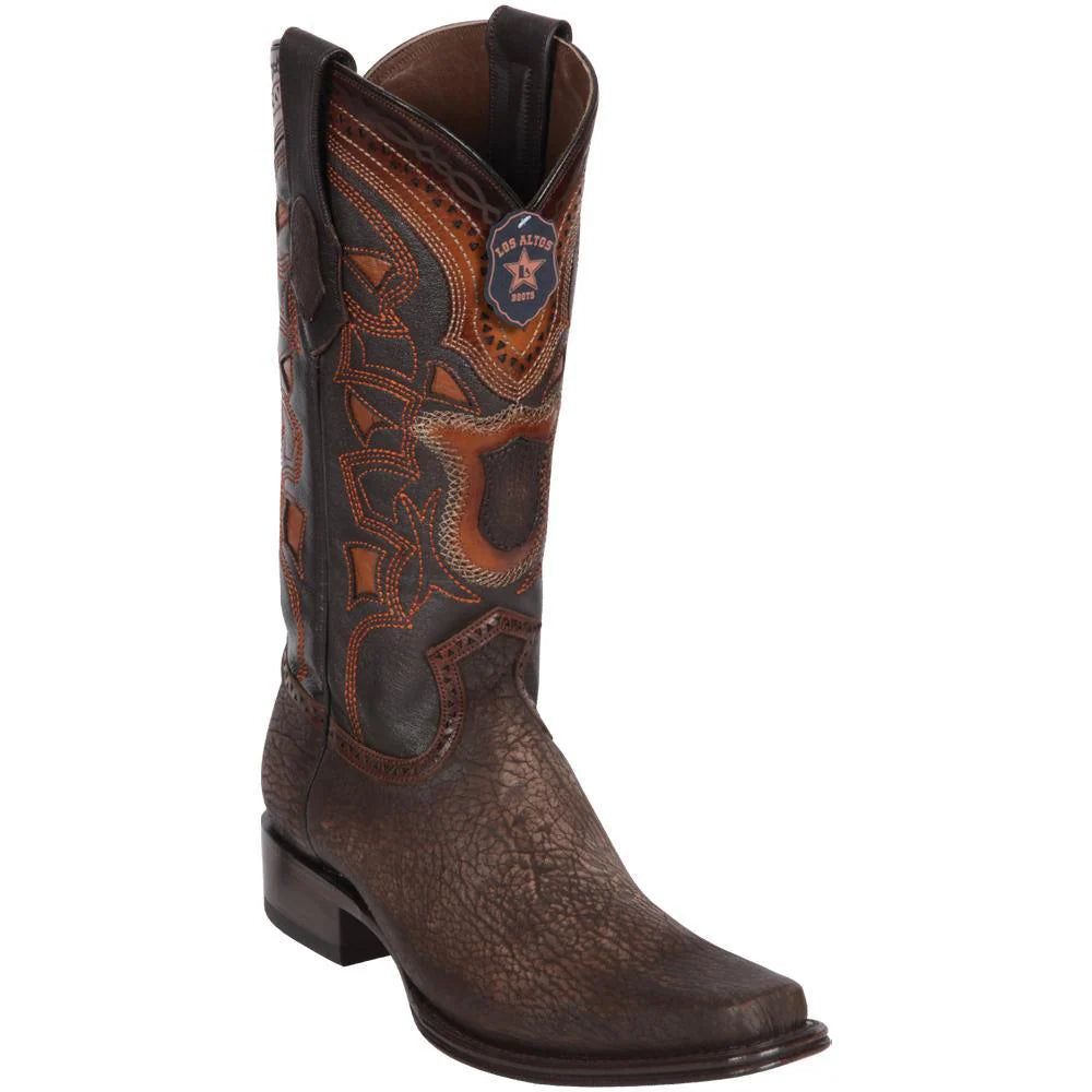 Los Altos 760916 Men's Faded Brown Genuine Shark European Square Toe Cowboy Boots