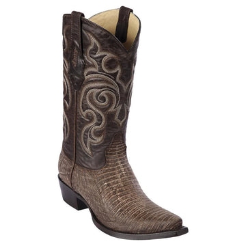 Los Altos 940735 Men's Sanded Brown Genuine Teju Snip Toe Cowboy Boots