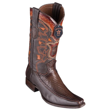 Los Altos 76F0716 Men's Faded Brown Genuine Teju & Deer European Square Toe Cowboy Boots