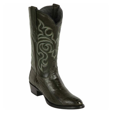 Los Altos 990545 Men's Olive Green Genuine Ostrich Leg J Toe Cowboy Boots