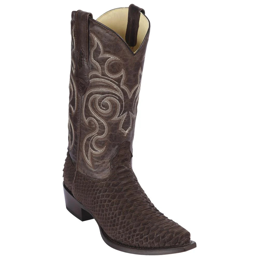 Los Altos 94N5707 Men's Brown Genuine Python Snip Toe Cowboy Boots