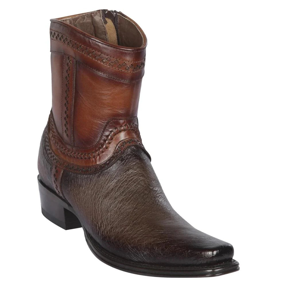 Los Altos 76B9716 Men's Faded Brown Genuine Smooth Ostrich European Square Toe Cowboy Boots