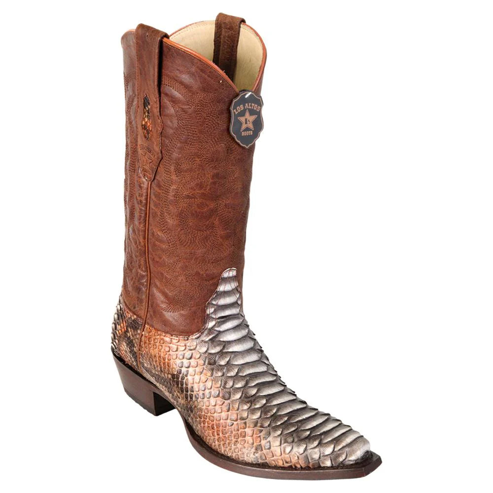 Los Altos 945788 Men's Rustic Cognac Genuine Python Snip Toe Cowboy Boots