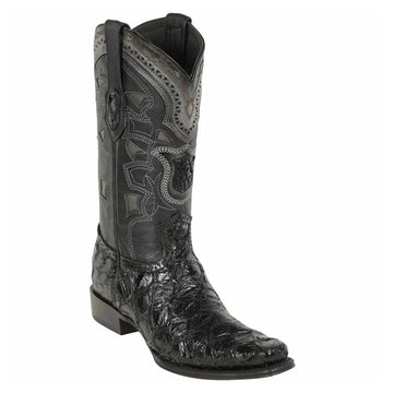 Los Altos 761005 Men's Black Genuine Piraruccu European Square Toe Cowboy Boots