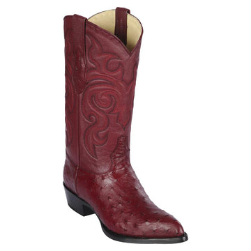 Los Altos 990306 Men's Burgundy Genuine Ostrich J Toe Cowboy Boots