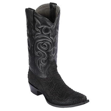 Los Altos 94N5705 Men's Black Genuine Python Snip Toe Cowboy Boots