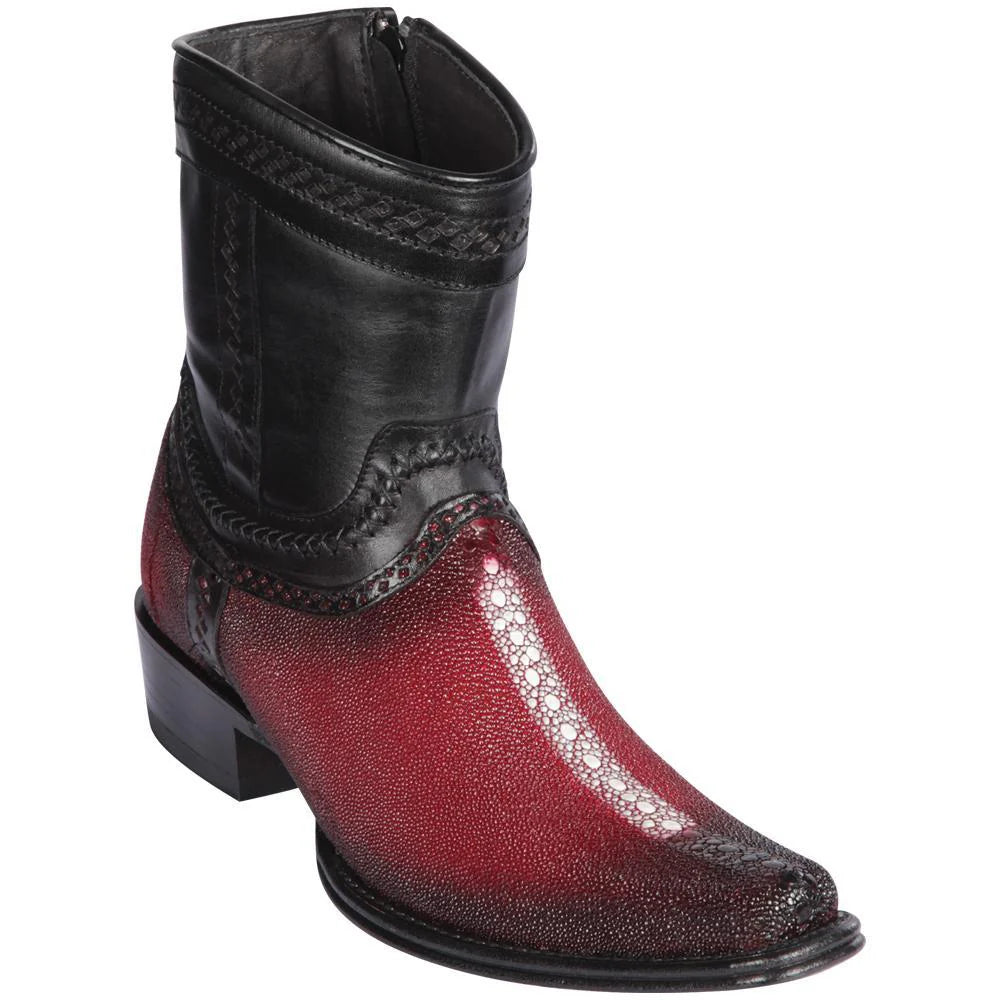 Los Altos 76B1143 Men's Faded Burgundy Genuine Rowstone Stingray European Square Toe Cowboy Boots