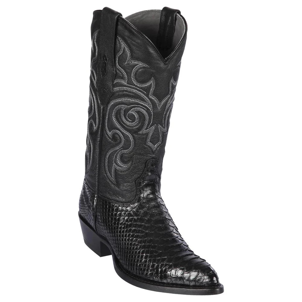 Los Altos 995705 Men's Black Genuine Python J Toe Cowboy Boots