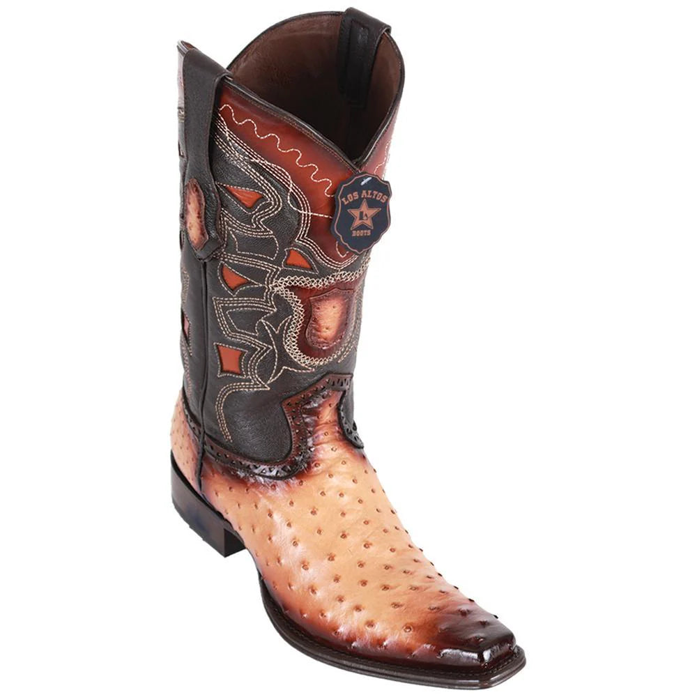 Los Altos 760315 Men's Faded Oryx Genuine Ostrich European Square Toe Cowboy Boots