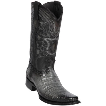 Los Altos 768238 Men's Faded Gray Genuine Caiman Belly European Square Toe Cowboy Boots