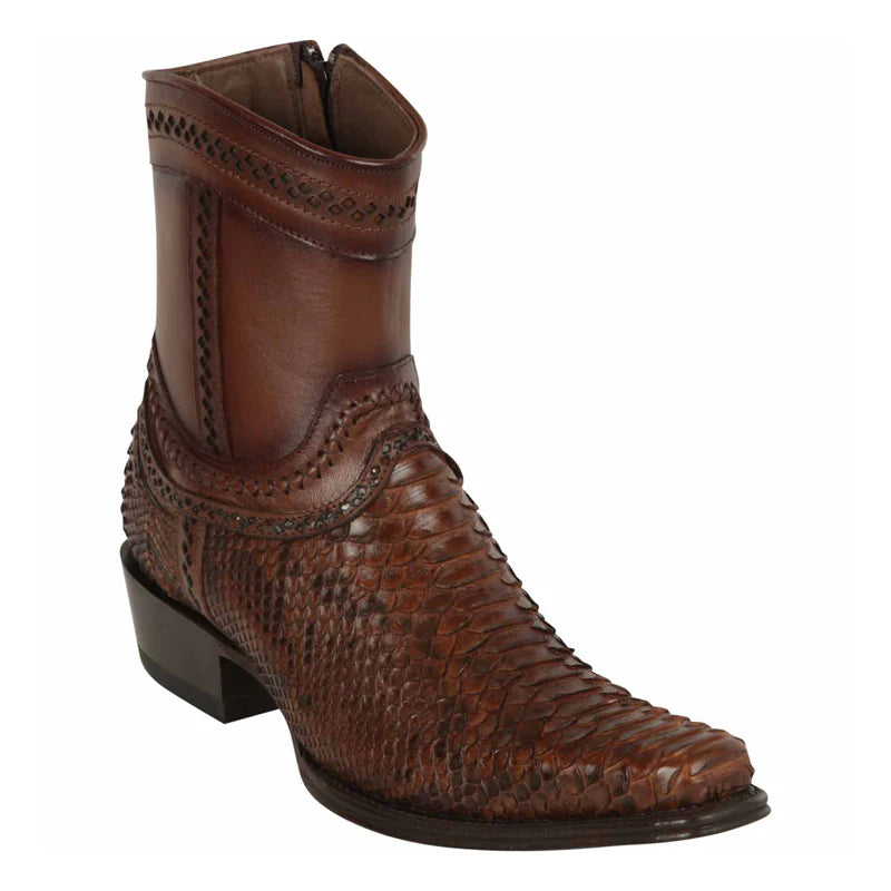 Los Altos 76B5766 Men's Porto Brown Genuine Python European Square Toe Cowboy Boots