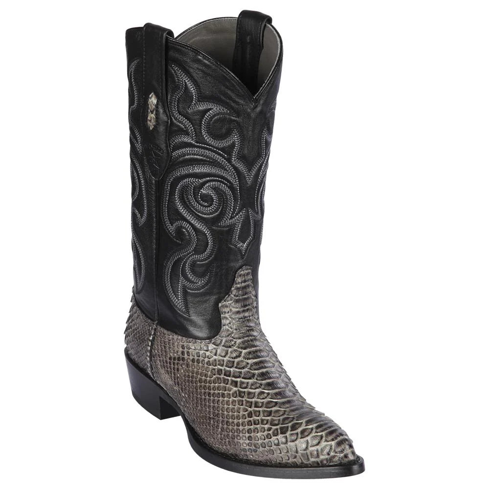 Los Altos 995781 Men's Rustic Black Genuine Python J Toe Cowboy Boots