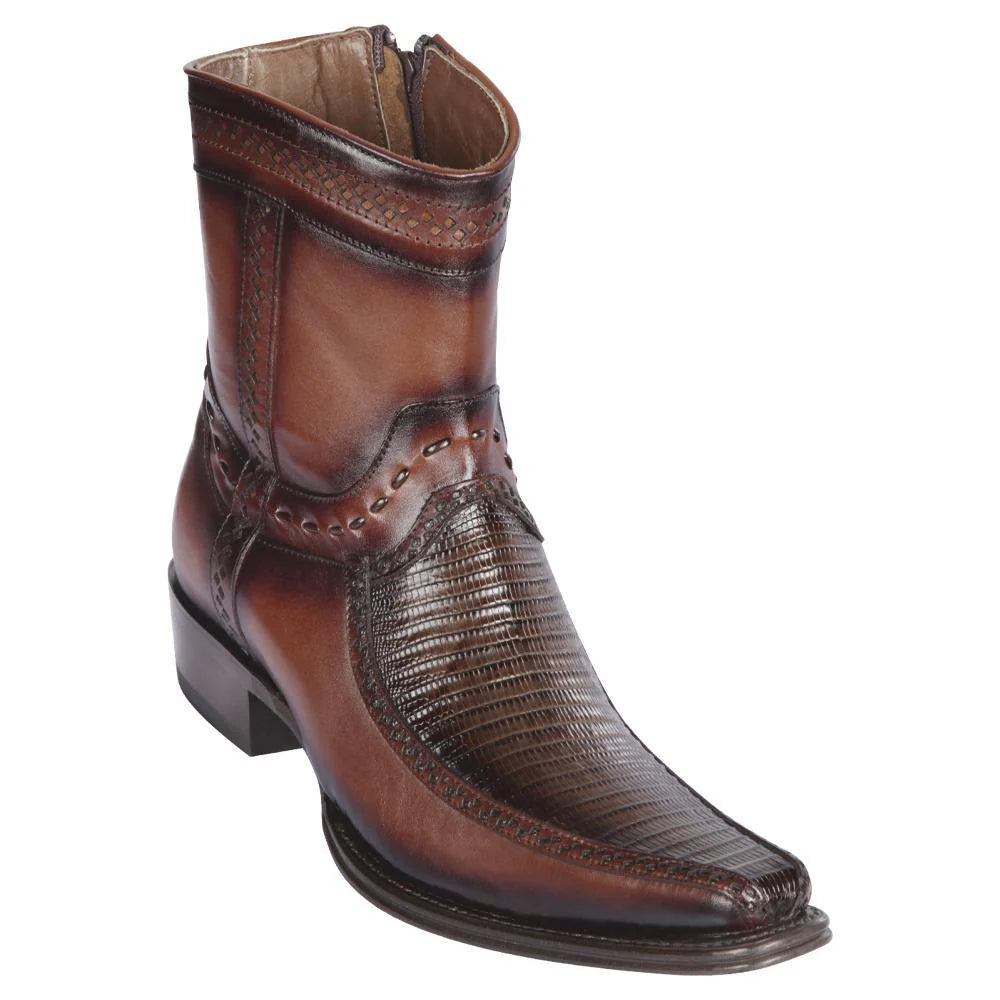 Los Altos 76BF0716 Men's Faded Brown Genuine Teju & Dear European Square Toe Cowboy Boots