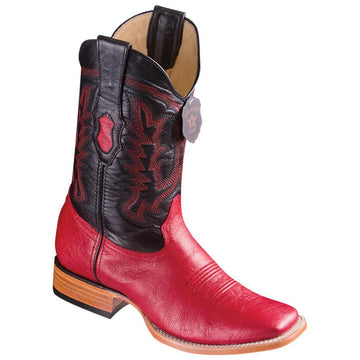 Los Altos 8279712 Men's Red Genuine Smooth Ostrich Wide Square Toe Cowboy Boots