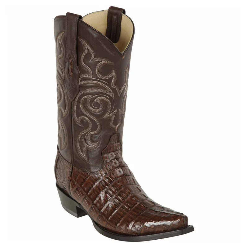 Los Altos 940107 Men's Brown Genuine Caiman Tail Snip Toe Cowboy Boots