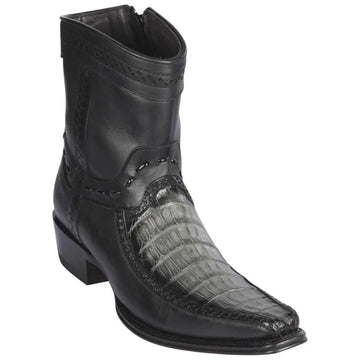 Los Altos 76BF8238 Men's Faded Gray Genuine Caiman Belly&Deer European Square Toe Cowboy Boots